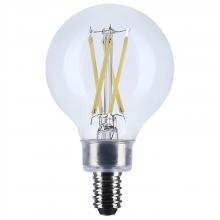 Satco Products Inc. S12477 - 5.5 Watt G16.5 LED; Candelabra Base; Clear; 3500K CCT; 120 Volt