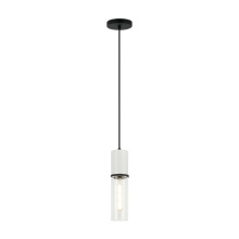 Matteo Lighting C39911MB - Marmor Matte Black + White Marble Pendant