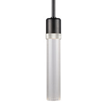 ZEEV Lighting P11704-LED-SBB-K-PN-G3 - 3" LED 3CCT Cylindrical Pendant Light, 12" Fluted Glass and Satin Brushed Black with Nickel
