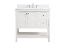 Elegant VF16436WH-BS - 36 inch Single Bathroom Vanity in White with Backsplash