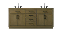 Elegant VF29772DMCB - Alden 72 inch Double Bathroom Vanity in Chestnut Brown