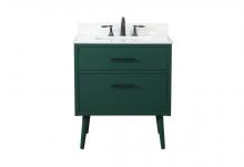 Elegant VF41030MGN-BS - 30 inch bathroom vanity in Green with backsplash