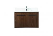 Elegant VF44530MWT-BS - 30 inch Single bathroom vanity in walnut with backsplash