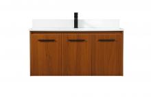 Elegant VF44540MTK-BS - 40 inch Single bathroom vanity in teak with backsplash